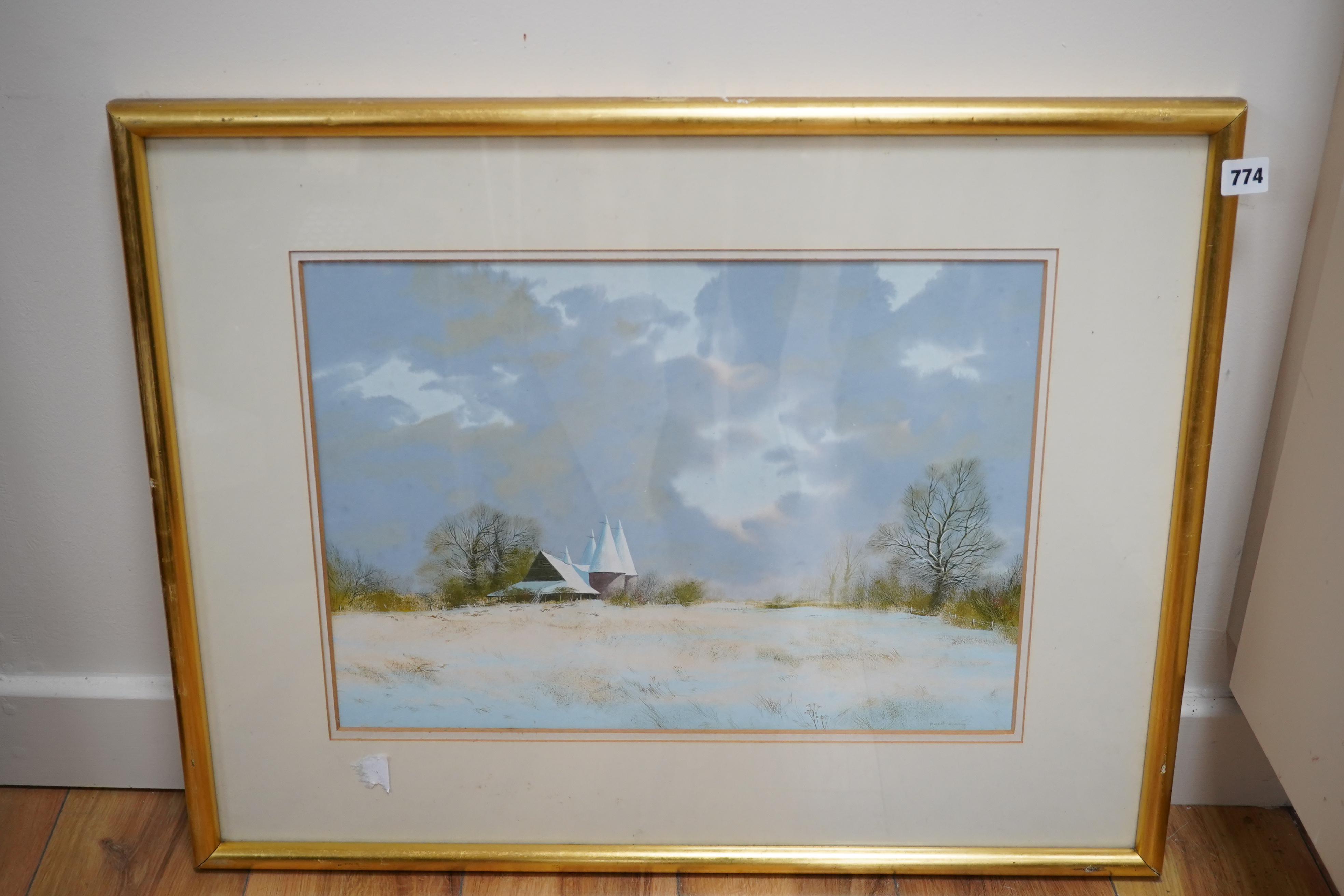 Paul Evans (b.1950), gouache, 'Winter Farm, Chiddingstone', signed, 35 x 48cm. Condition - fair to good